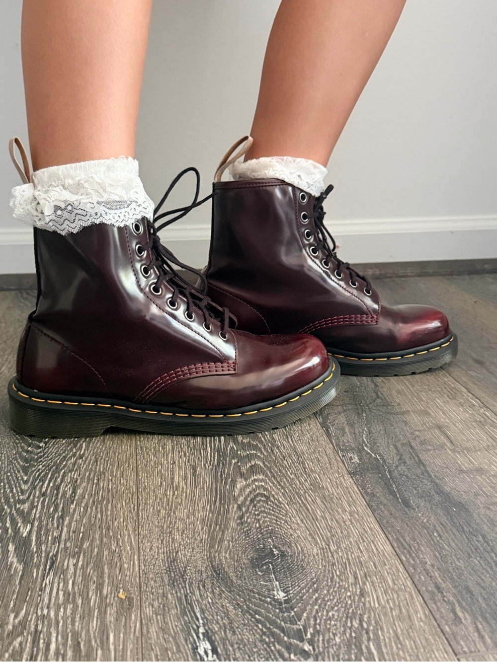 Dr. Martens Women's Burgundy Lace-Up Leather Boots - Picture 7 of 8